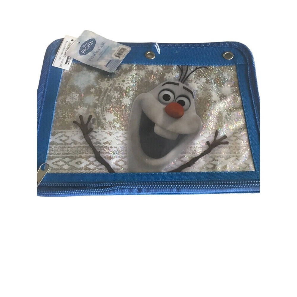Disney Frozen Olaf Pencil Case With Glittery Snowflake Design & 3-Ring Holes